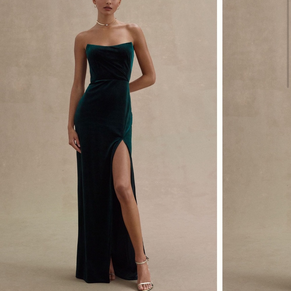 Jenny yoo velvet gown emerald green